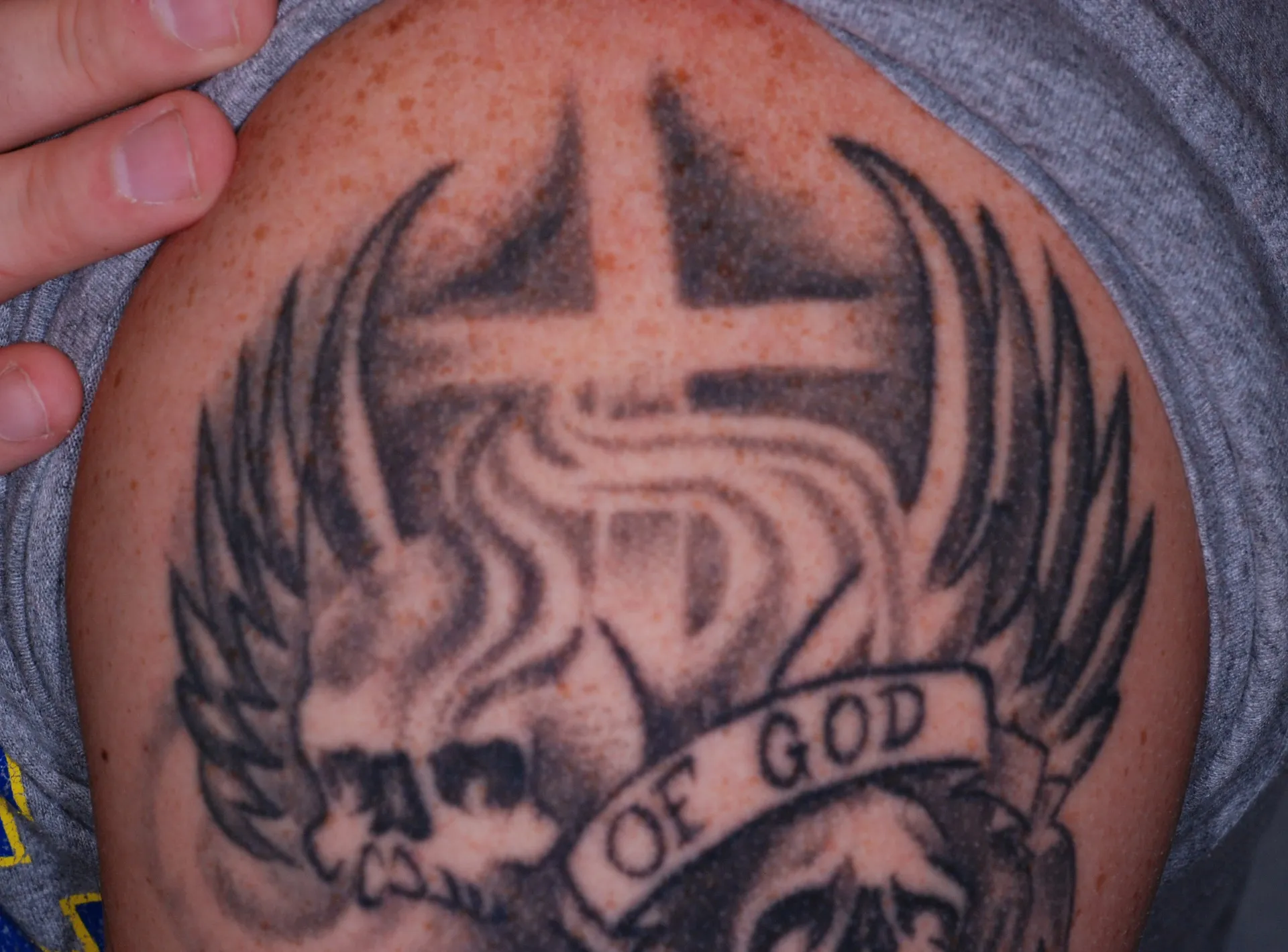 Cross & Wings — tattoo before laser removal treatment